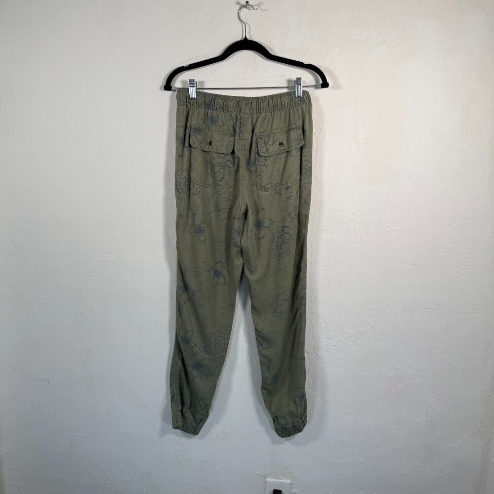 C & C California Army Green Floral Print Elastic Cuffs Jogger Pants Size S - Picture 2 of 12
